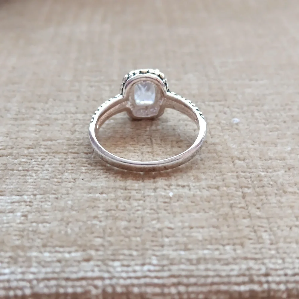 Rhinestone Pebbled Gold and Silver Textured Silver Ring